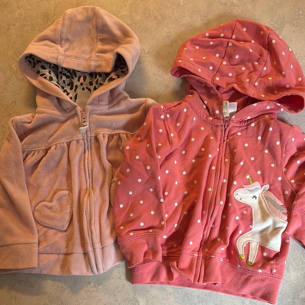 Carter's Pink zip up sweaters toddler